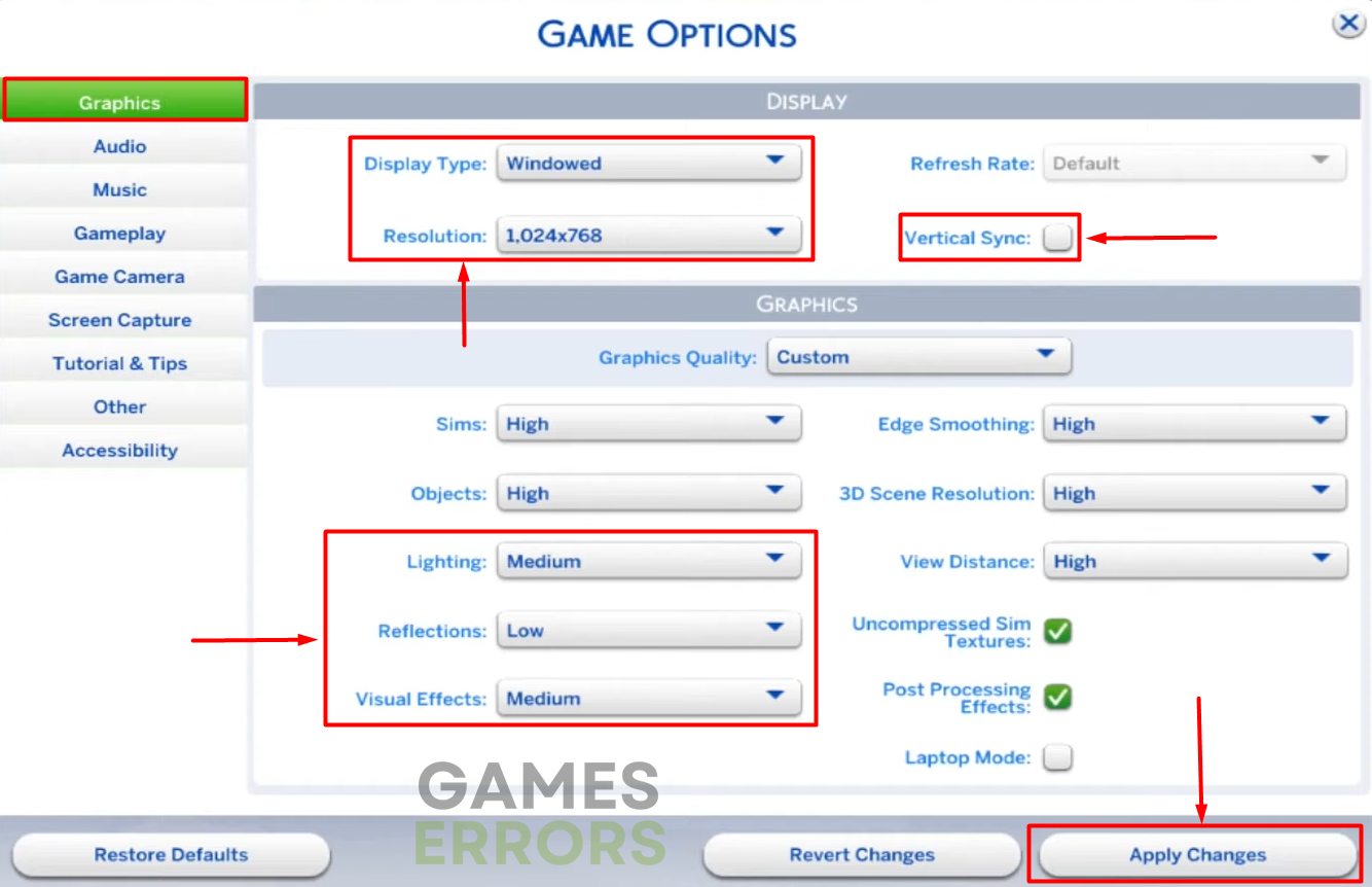 sims 4 graphics game options