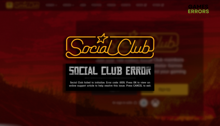social club error code 1005