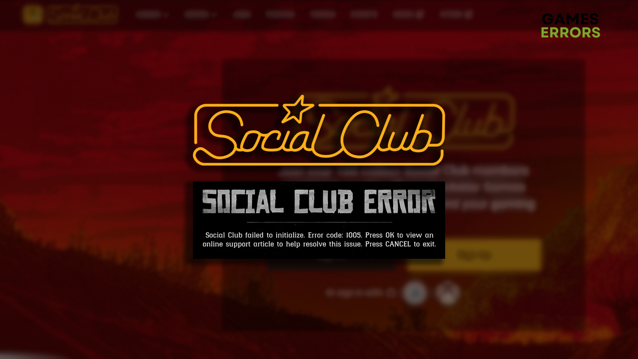 social club error code 1005