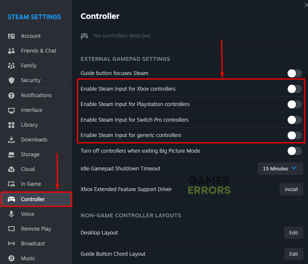 steam controller enable steam input for controller