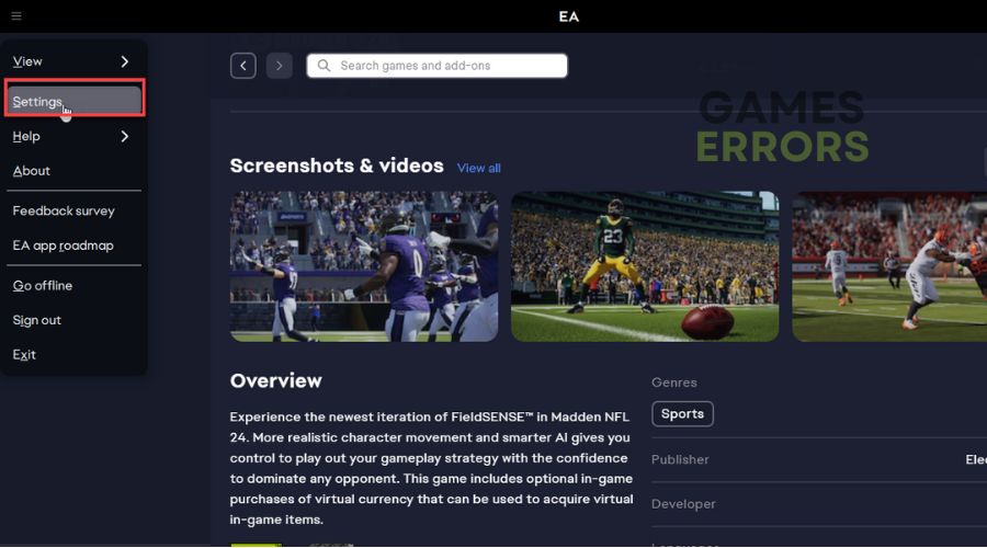 Madden 24 Won't Launch - EA App Settings