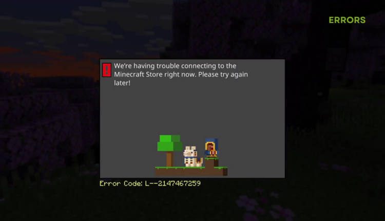 Minecraft error code L--2147467259