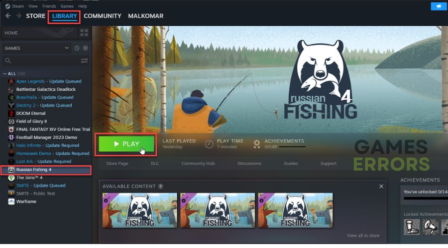 Russian Fishing 4 play or update