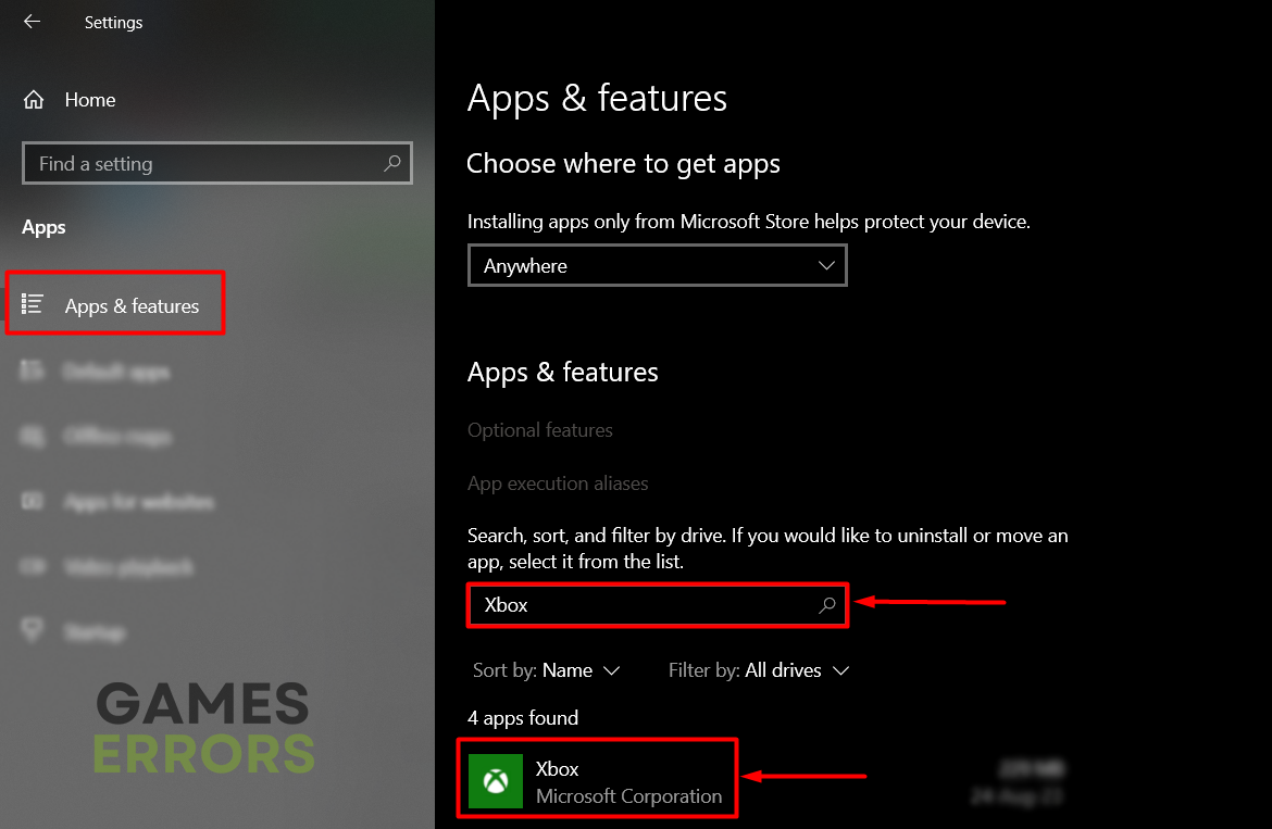 apps features search xbox