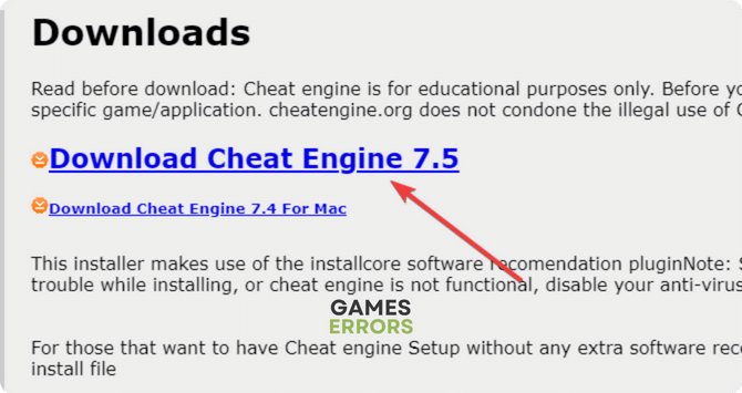 GAME TOOL Cheat Engine v.7.5 - download