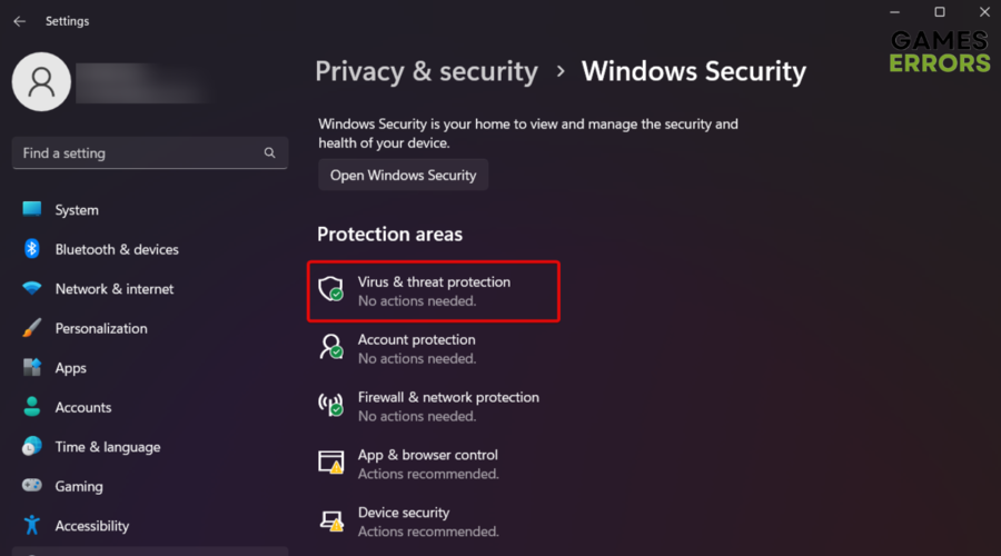 go to virus & threat protection in windows security