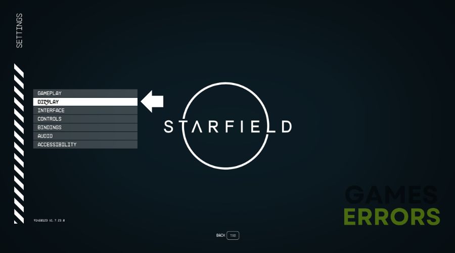 Starfield Display Settings