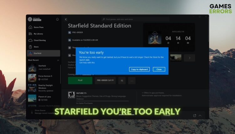 solve Starfield You’re Too Early