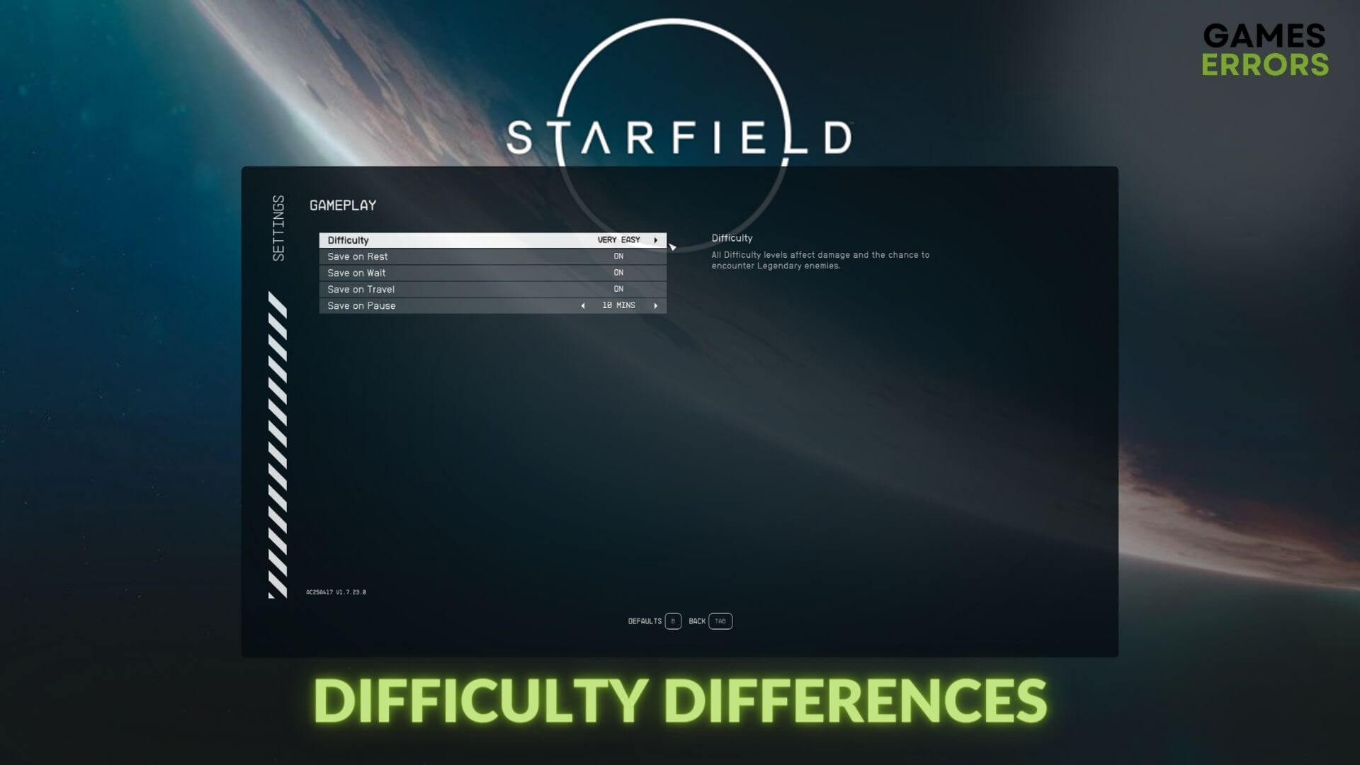 explanation of starfield difficulty differences
