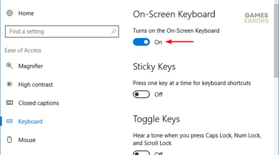 use the on-screen keyboard