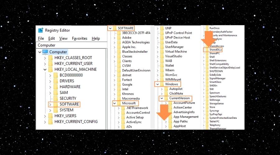 Registry Editor Shard Dlls