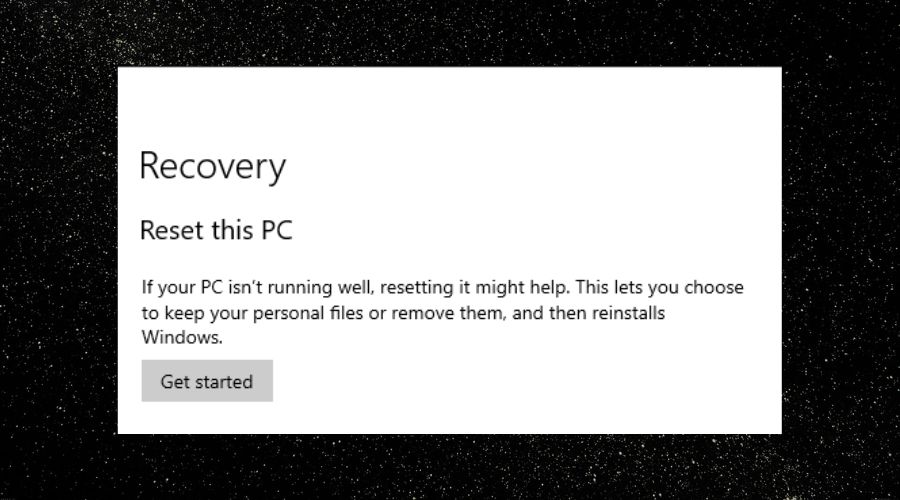 System Recovery Reset This PC