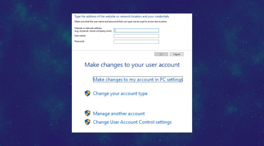 User Account and Website Credentials