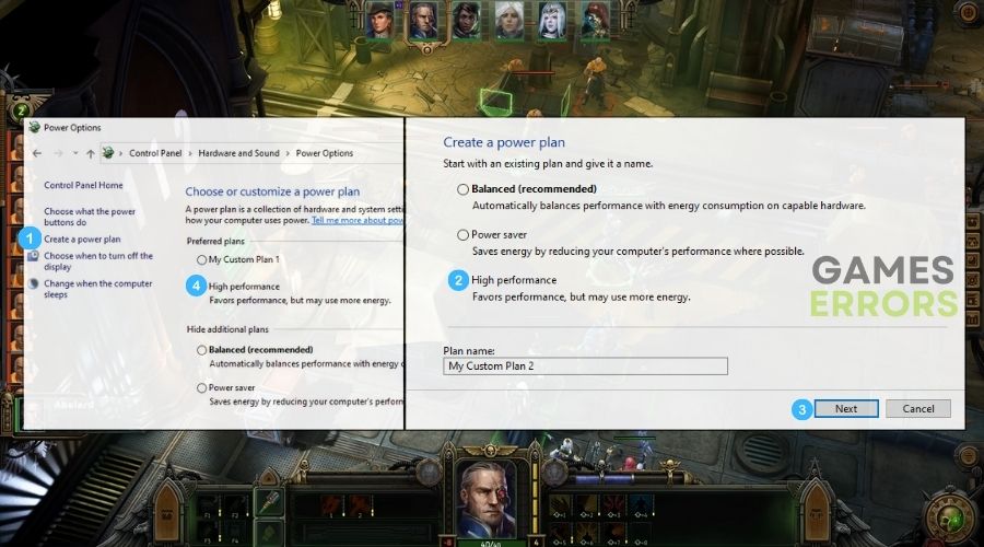 Warhammer 40,000 Rogue Trader Power Plan Options